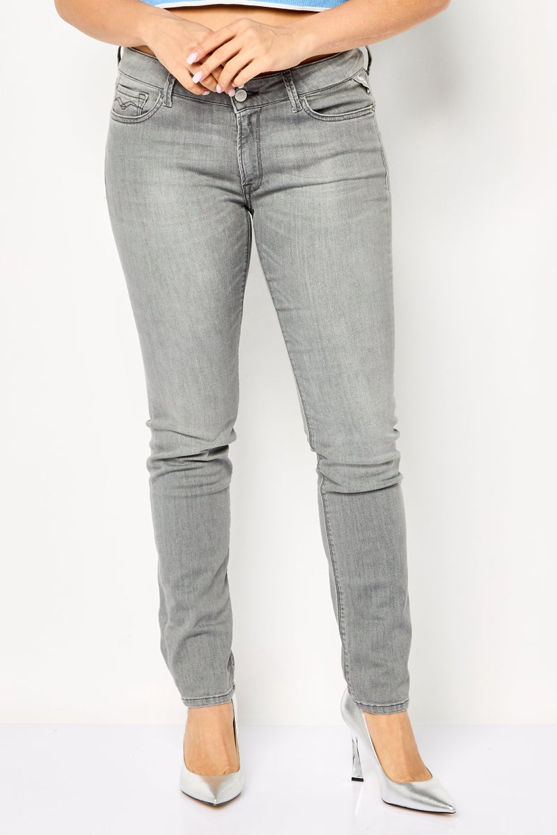 Replay Women Skinny Fit Washed Stretchable Jeans, Light Grey - Image 1
