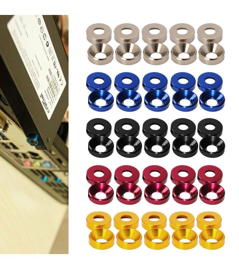 Pack Of 10 Gray Anodized Washers For Countersunk Head Bolts Size M2 - Image 3