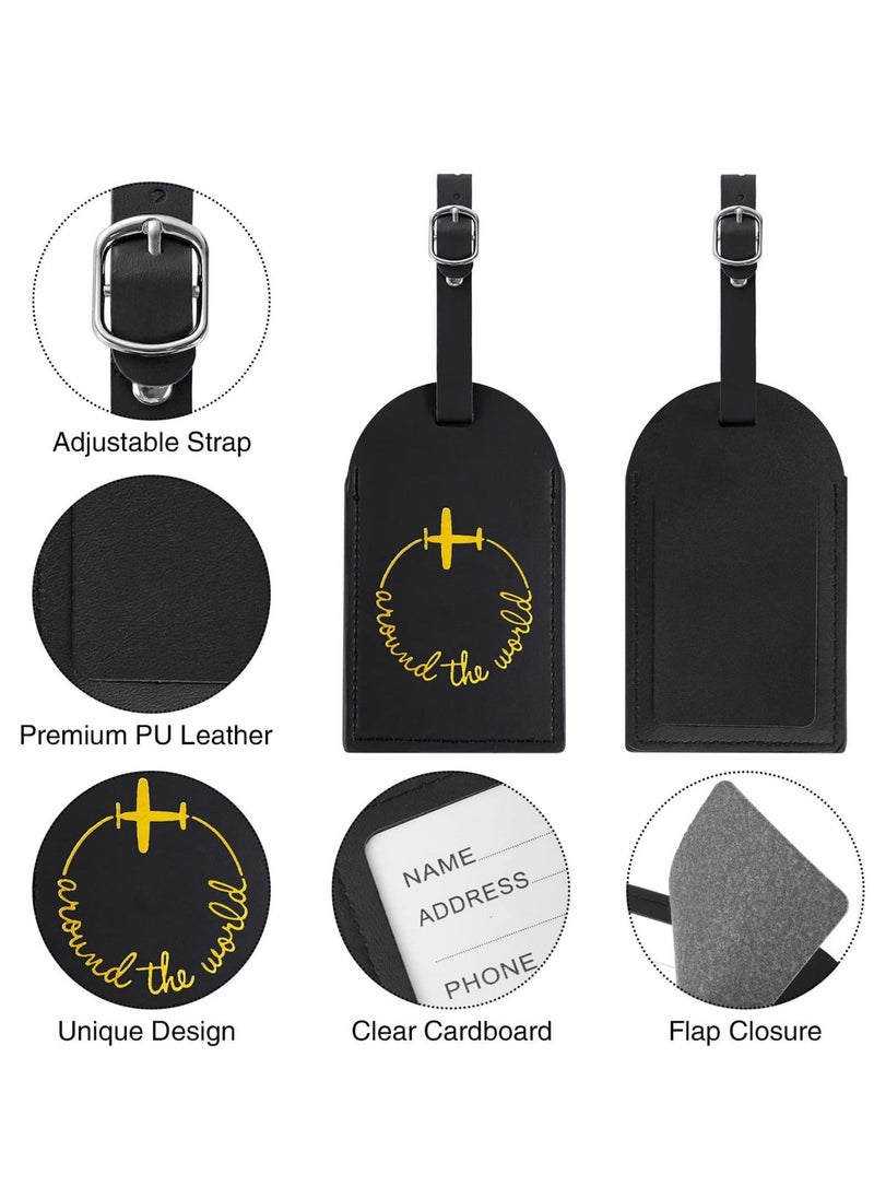 Generic 2 Pcs Luggage Tags with Name ID Card, PU Luggage Labels for Suitcases, Travel Bag Suitcase Name Tags Privacy Protection Personalized Bag Labels for Luggage Baggage  - Image 3