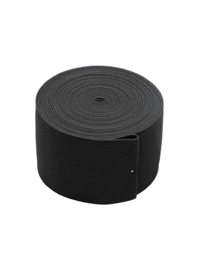 RERIVER 2-inch Black Knit Elastic Spool Wide Heavy Stretch Elastic Band,5 Yards  - Image 1
