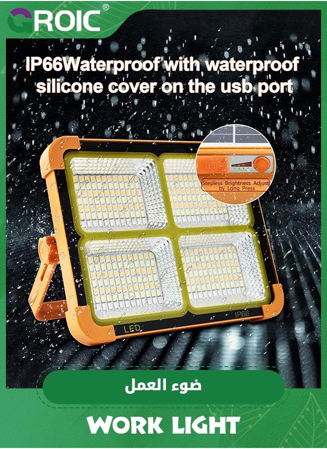 GROIC Led Portable Solar Work Light, 100W 10000 LM Battery Rechargeable Emergency Worklight with 4 Light Modes Flood Light for Power Failure, Car Repair, Camping, Construction Job Site  - Image 5