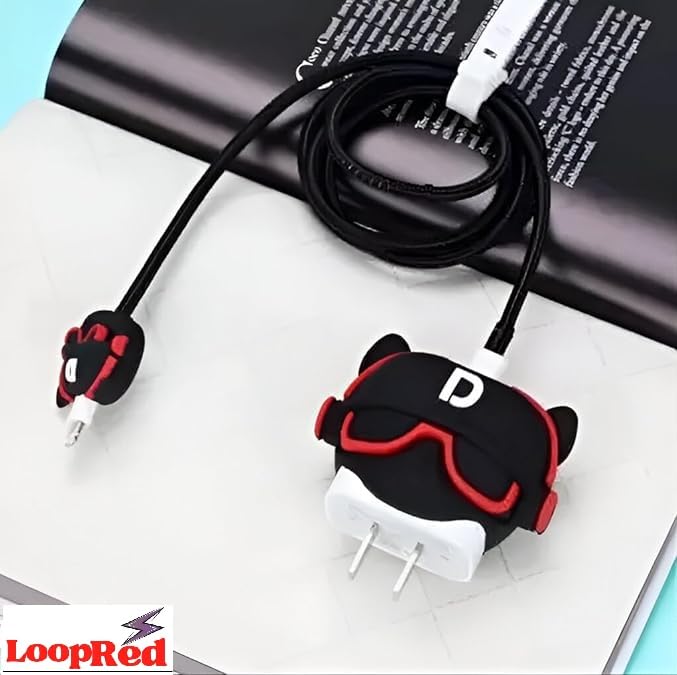 LOOPRED Charger Case Cover Protector with 3D Cute Pattern for iPhone Charger only 18W & 20W, Data Charging Cable Wire Saver Protective Cable Cover Full Protection (Bull-Dog) - Image 2