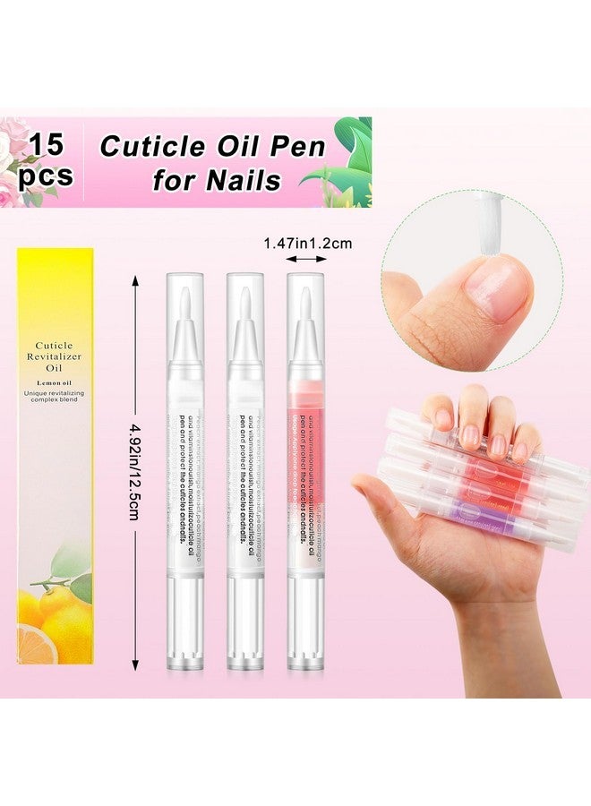 Cabaubl 15 Pcs Cuticle Oil Pen,Nail Oil Pen Nail Nourishment Polish For Nails Moist And Treatment,Cuticle Revitalizer Oil Pen With Soft Brush,Nail Cuticle Oil Pen Repair Pen Nail Nourishment Polish - Image 2
