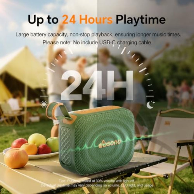 Portable tooth Speaker Line-in Support: IPX5 Waterproof HD Sound Up to 24H Playtime, TWS Pairing, LED Light, Outdoor Speaker for Beach/Pool/Travel, Back to School Gifts for Adult Teen - Image 4