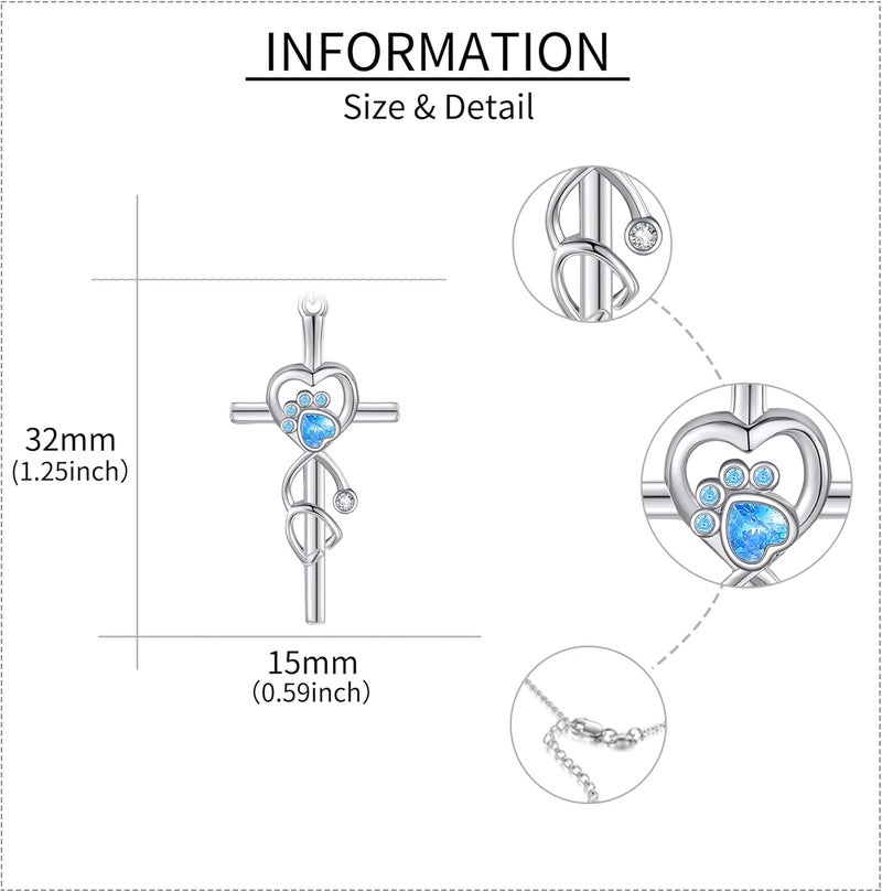 ONEFINITY Store Paw Print Necklace 925 Sterling Silver Cat Dog Paw Pendant Jewelry for Women Pet Lover Gifts - Image 3