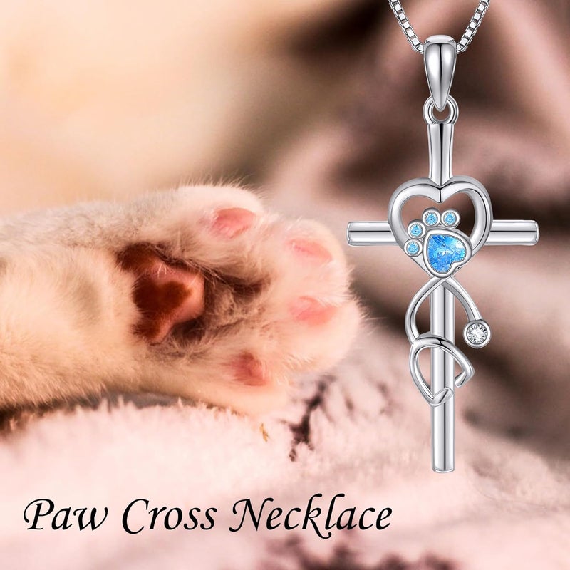 ONEFINITY Store Paw Print Necklace 925 Sterling Silver Cat Dog Paw Pendant Jewelry for Women Pet Lover Gifts - Image 4