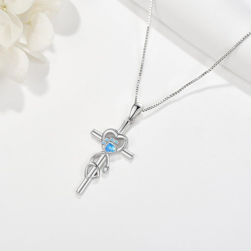 ONEFINITY Store Paw Print Necklace 925 Sterling Silver Cat Dog Paw Pendant Jewelry for Women Pet Lover Gifts - Image 2