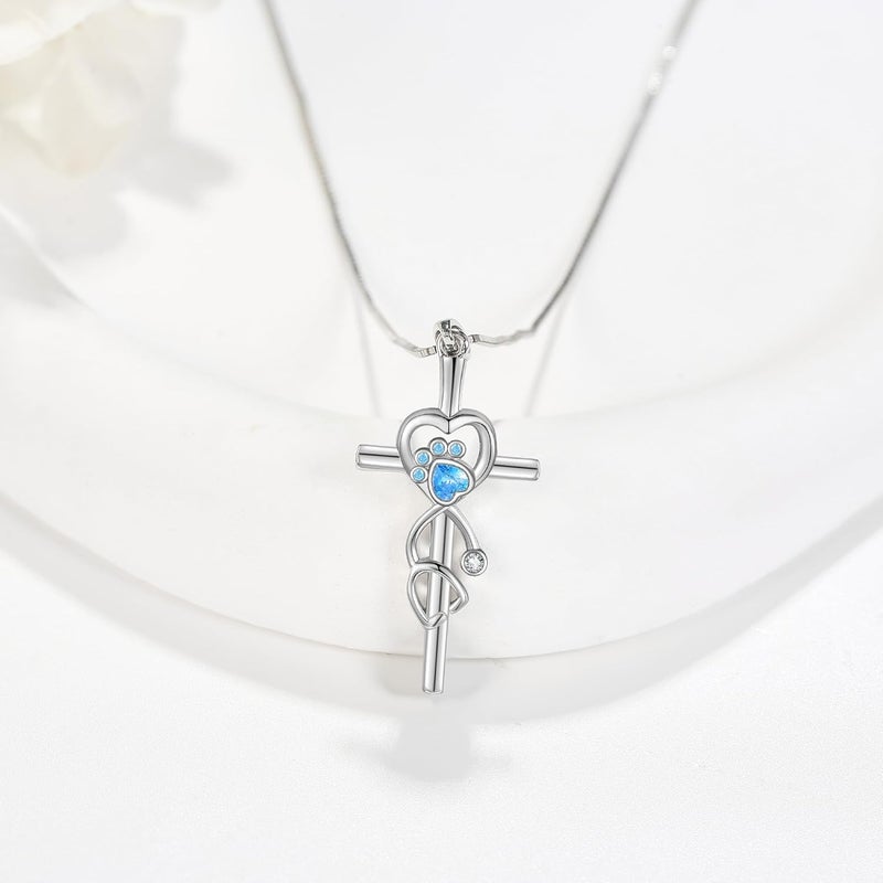 ONEFINITY Store Paw Print Necklace 925 Sterling Silver Cat Dog Paw Pendant Jewelry for Women Pet Lover Gifts - Image 1
