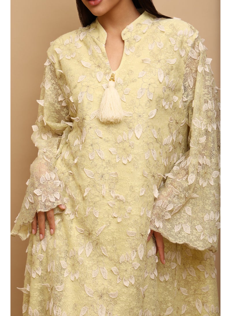 اكسا اككسا جلابية مليكة IK5030 اصفر - Image 2