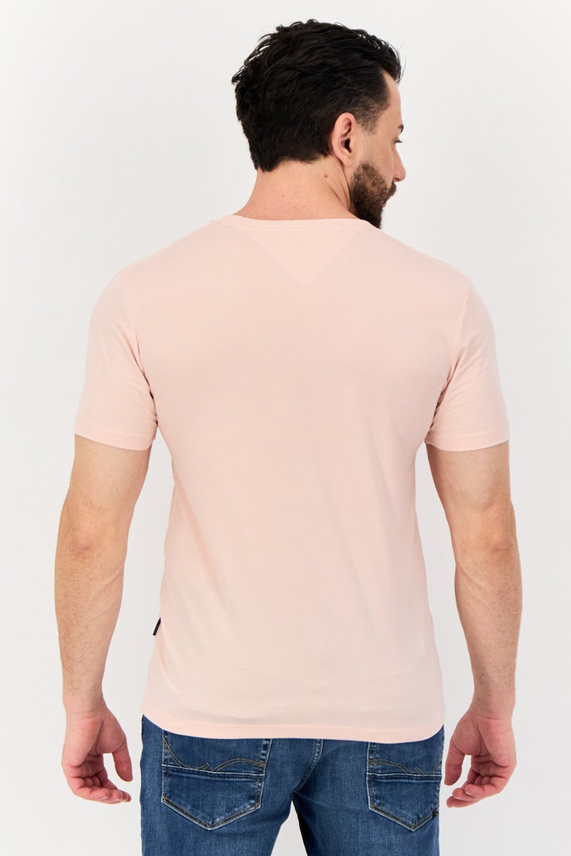 VINCE CAMUTO Men Crew Neck Short Sleeves Plain T-Shirt, Peach - Image 3