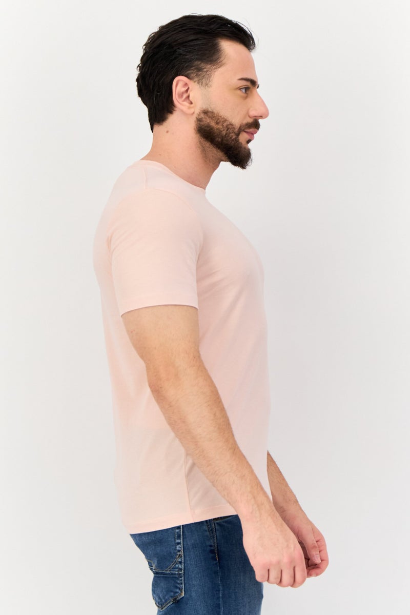 VINCE CAMUTO Men Crew Neck Short Sleeves Plain T-Shirt, Peach - Image 2