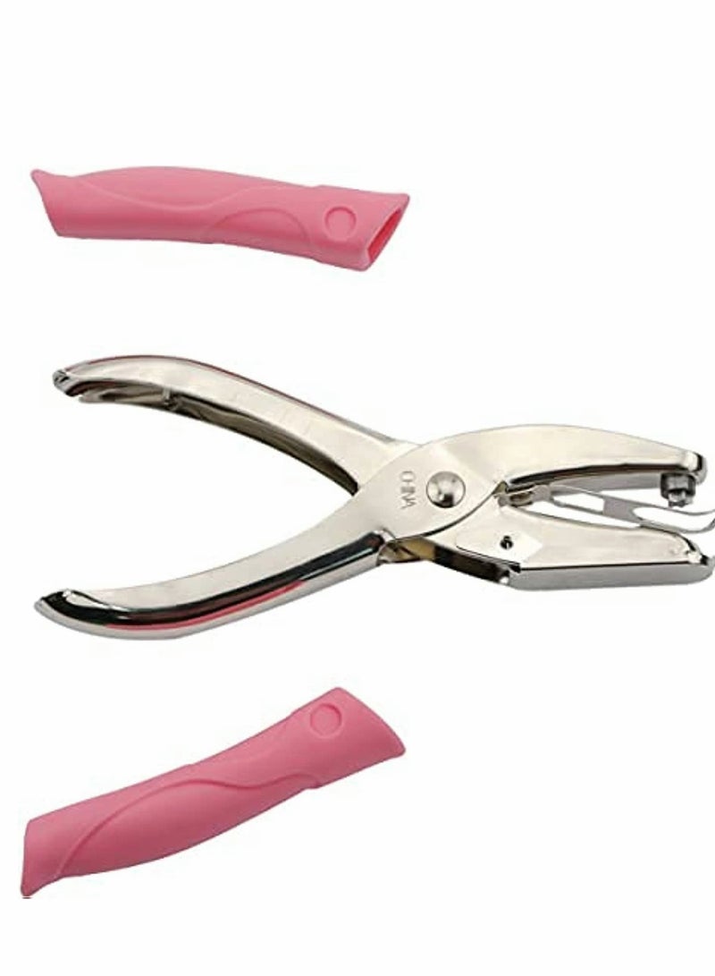 Ergonomic Handheld Paper Punch with Comfortable Pink Grip for 1/8 Inch Circles - Image 4