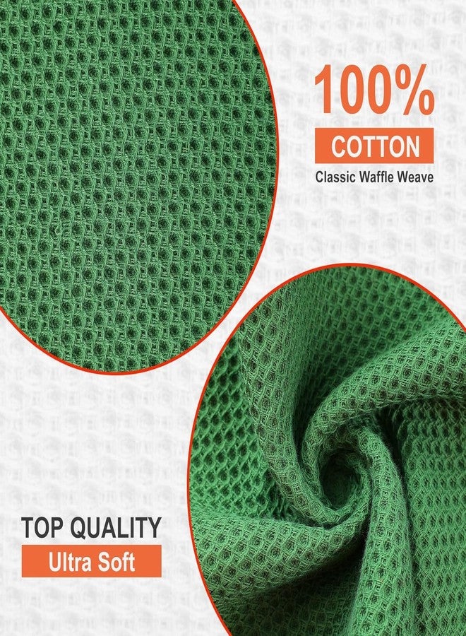 HEXONIQ® 100% Cotton Kitchen Dish Cloths, 6 Pack Waffle Weave Ultra Soft Absorbent Dish Towels for Drying Dishes Quick Drying Kitchen Towels Dish Rags, 13.4 X 13.4 Inches (Grass Green, Pack of 6) - Image 2