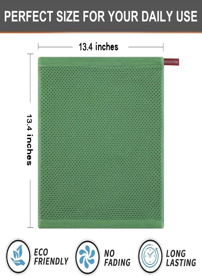 HEXONIQ® 100% Cotton Kitchen Dish Cloths, 6 Pack Waffle Weave Ultra Soft Absorbent Dish Towels for Drying Dishes Quick Drying Kitchen Towels Dish Rags, 13.4 X 13.4 Inches (Grass Green, Pack of 6) - Image 5