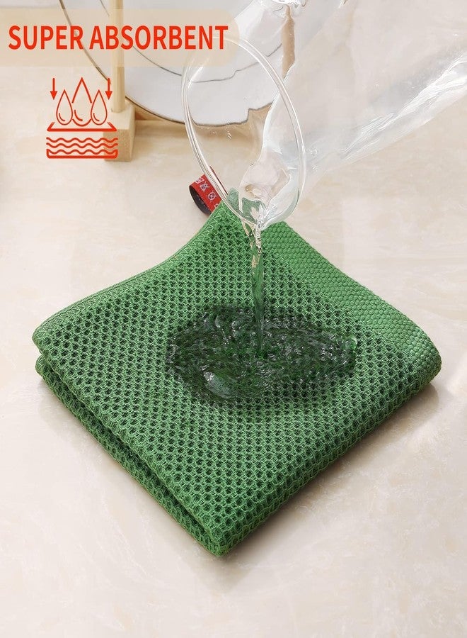 HEXONIQ® 100% Cotton Kitchen Dish Cloths, 6 Pack Waffle Weave Ultra Soft Absorbent Dish Towels for Drying Dishes Quick Drying Kitchen Towels Dish Rags, 13.4 X 13.4 Inches (Grass Green, Pack of 6) - Image 3