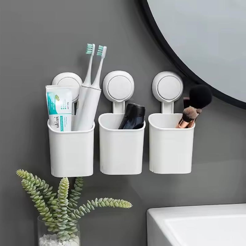 TOPHAVEN ECO Friendly Bathroom Multifunctional Toothbrush Cup Holder Set Wall Mounted Storage Toothbrush Dispenser Holder (Pack of 2) - Image 2