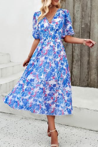 UEAL Sundresses for Women Summer Casual Flowy Homecoming Spring Midi Dresses for Women Medium Blue - Image 4