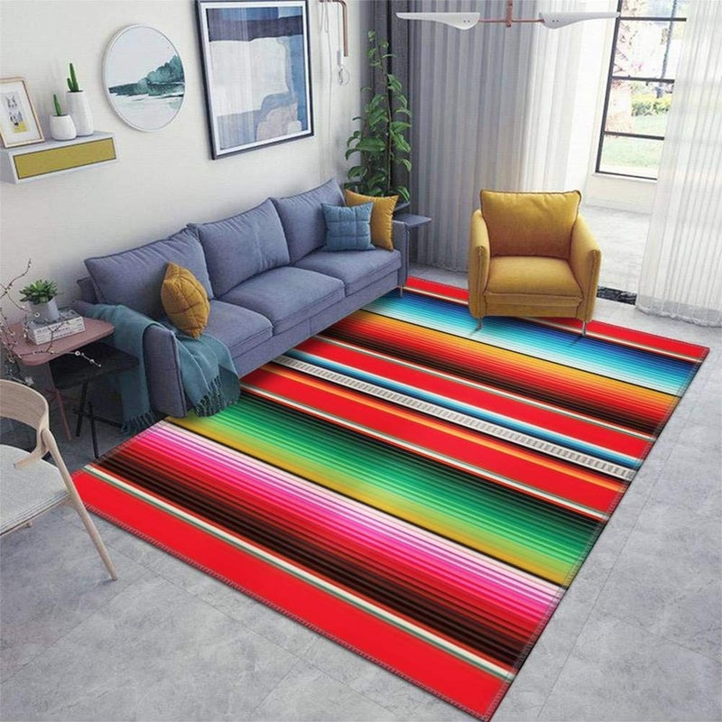 Cepere Mexican Rug Pattern Serape Stripes Vector Detail Background with Area Rugs Floor Mat Non Slip Throw Rugs Soft Door Mat Nursery Carpet for Living Room Home Indoor Outdoor Runner Rugs Yoga Mat 