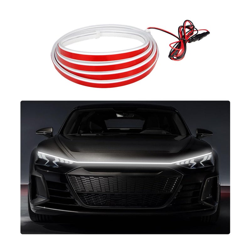 Ohleats 79 Inch Car Hood Light Strip, Exterior Flexible Daytime LED Running Light, Waterproof Auto LED Strip Light with Dynamic Scan Start-up Effect, Car Accessories for SUV Truck (White) - Image 1
