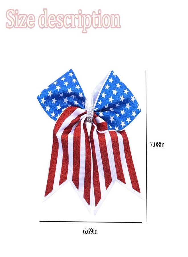 Guqqeuc Patriotic Hair Bows American Flag Hair Ties Elastic for Girls Bowknot Hair Rubber Bands for Independence Day Party Hair Accessories 4th of July Hair Elastic for Women Cheerleader - Image 2