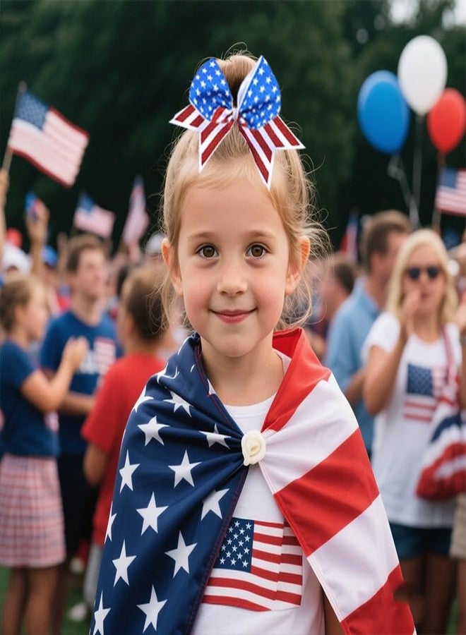 Guqqeuc Patriotic Hair Bows American Flag Hair Ties Elastic for Girls Bowknot Hair Rubber Bands for Independence Day Party Hair Accessories 4th of July Hair Elastic for Women Cheerleader - Image 4
