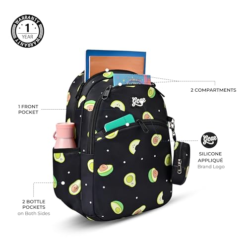 Gear Avacado 4 Compartment Backpack 15"/21L Small Water Resistant School Bag/Casual 4 Compartment Backpack/Daypack/Kids Bag for Boys/Girls (Black-Green) - Image 4