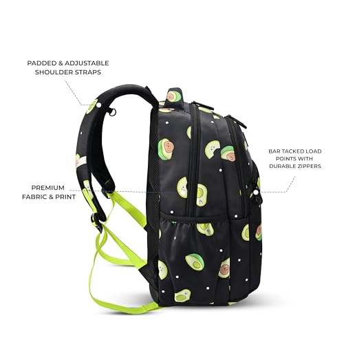 Gear Avacado 4 Compartment Backpack 15"/21L Small Water Resistant School Bag/Casual 4 Compartment Backpack/Daypack/Kids Bag for Boys/Girls (Black-Green) - Image 3