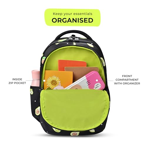 Gear Avacado 4 Compartment Backpack 15"/21L Small Water Resistant School Bag/Casual 4 Compartment Backpack/Daypack/Kids Bag for Boys/Girls (Black-Green) - Image 5