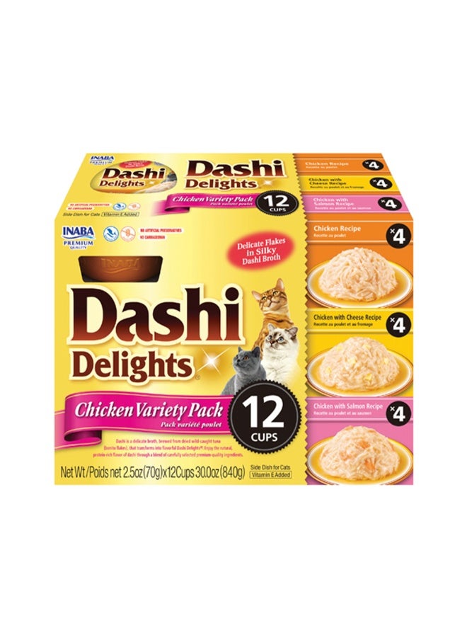 علاجات دجاج إينابا دشي المتنوعة للقطط - 70 جرام × 12 قطعة