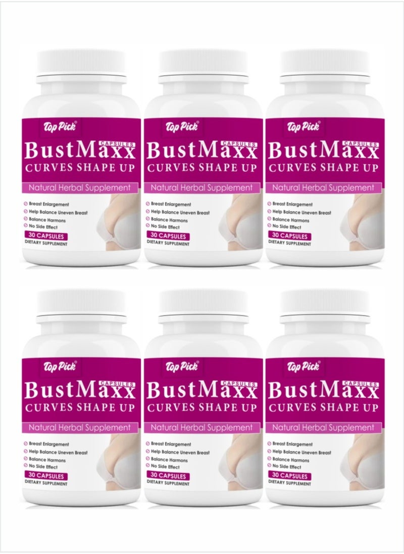 Top Pick - BustMaxx Curves Shape Up Herbal Supplement 30 capsules Pack of 6 - Image 1