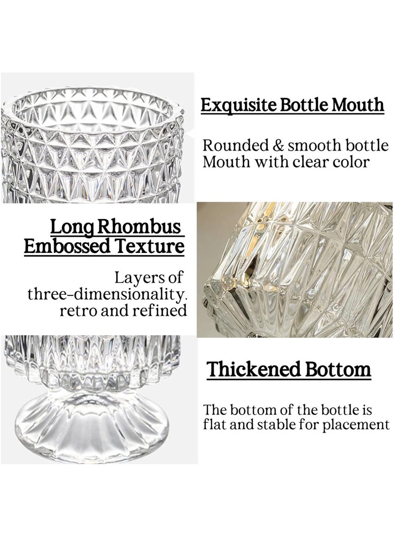 HOME ZONE Large Clear Pedestal Vases for Centrepieces Crystal Glass Ribbed Footed Flower Vase Fluted Wide Unique Decorative Vase for Wedding Birthday Anniversary Events Table Décor - Image 5