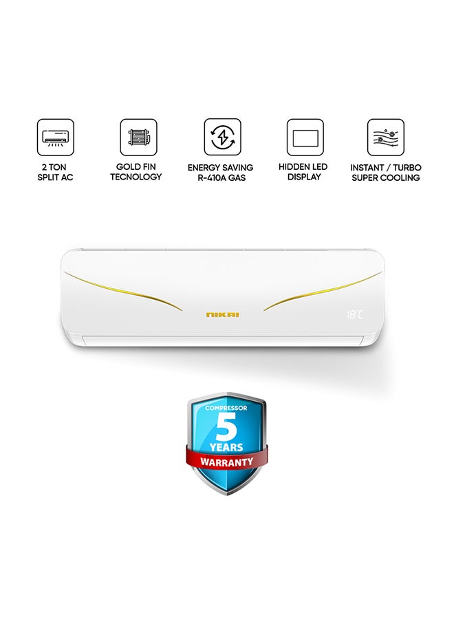 NIKAI 2 Ton Rotary Split AC, Energy Efficient Cooling Air Conditioner with T3 Tropical Rotary Compressor, R410 Gas, 4 Way Swing, 24000 BTU AC, Gold Fin technology, Auto Restart, Best for Home & Office use NSAC24131N25IN/24A White - Image 1