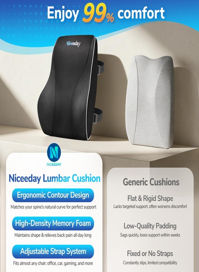 Niceeday Lumbar Support Pillow for Office Chair Car Lumbar Pillow Lower Back Pain Relief Memory Foam Back Cushion with 3D Mesh Cover, Back Pillow Ergonomic Orthopedic Back Rest - Image 3
