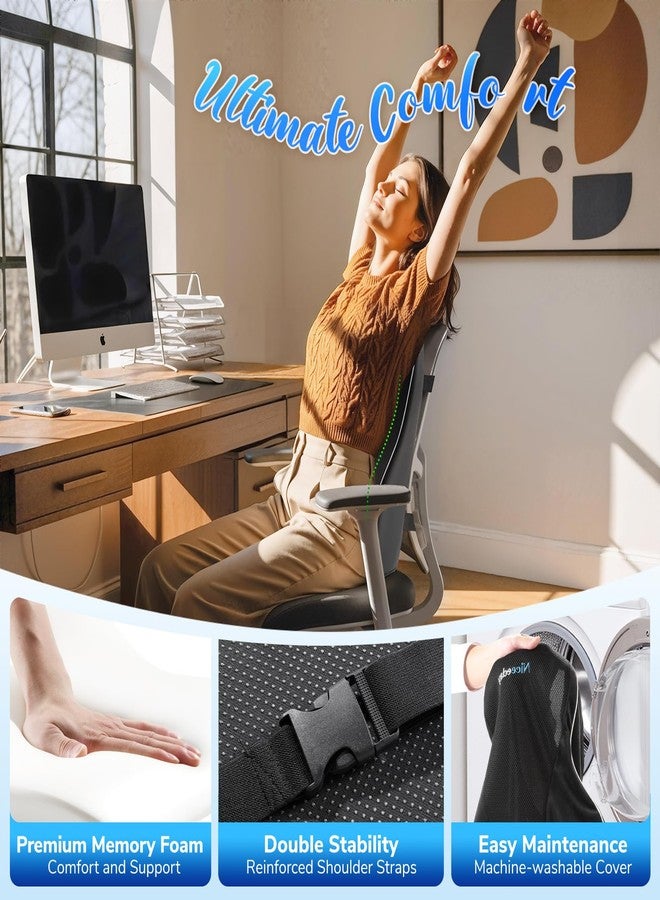Niceeday Lumbar Support Pillow for Office Chair Car Lumbar Pillow Lower Back Pain Relief Memory Foam Back Cushion with 3D Mesh Cover, Back Pillow Ergonomic Orthopedic Back Rest - Image 2