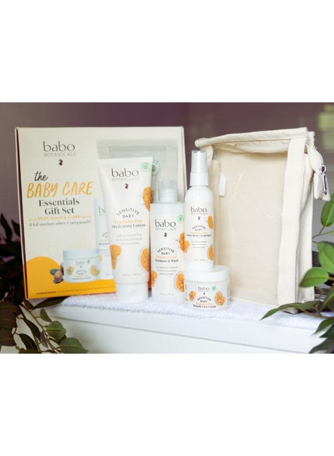 Babo Botanicals Baby Care Essentials Gift Set - Skincare, Bath & Diaper - For Delicate Skin, Fragrance-Free with Shea Butter, Includes Reusable Carry Pouch - Natural & Plant Based - 5 Items Set - Image 5