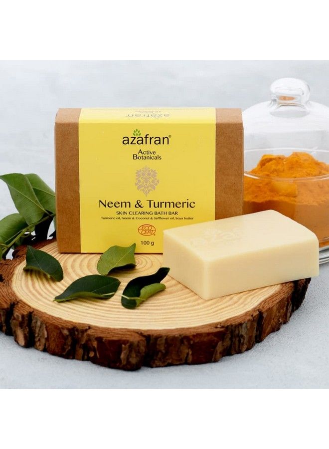 azafran Neem & Turmeric Skin Clearing Bath Bar Pack Of 3 ; Handmade Soap For Deep Cleansing Organic Safflower And Moisturizing Soya Butter With A Blend Of Coconut Oil - Image 3