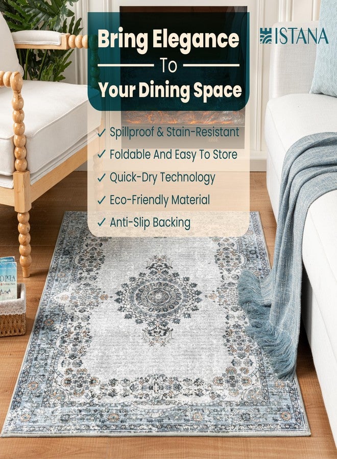 Istana 3x5 Area Rug - Blue Modern Rugs for Living Room 3x5 - Foldable Rugs for Bedroom/Living Room Rug - Stain Resistant Washable Rug - Eco-Friendly Small Area Rugs - Image 4