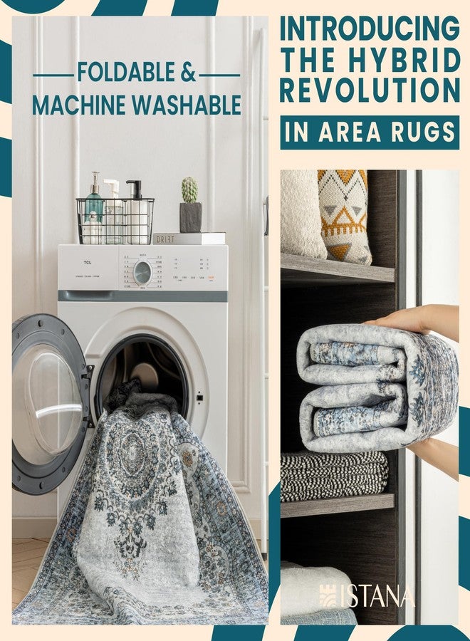 Istana 3x5 Area Rug - Blue Modern Rugs for Living Room 3x5 - Foldable Rugs for Bedroom/Living Room Rug - Stain Resistant Washable Rug - Eco-Friendly Small Area Rugs - Image 2