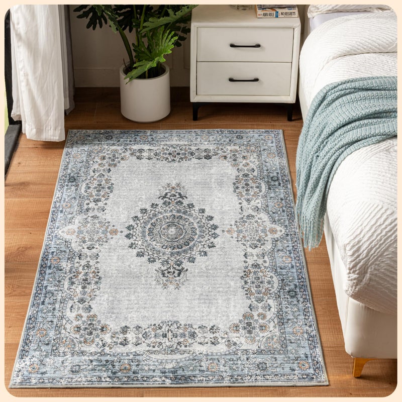Istana 3x5 Area Rug - Blue Modern Rugs for Living Room 3x5 - Foldable Rugs for Bedroom/Living Room Rug - Stain Resistant Washable Rug - Eco-Friendly Small Area Rugs - Image 1