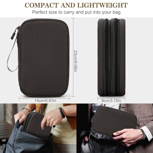 FYY Electronic Organizer, Large Travel Cable Organizer Bag Pouch Electronic Accessories Carry Case Portable Waterproof Double Layers All-in-One Storage Bag for Cable, Cord, Charger, Phone, Coffee - Image 2