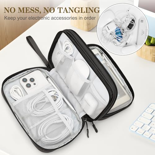 FYY Electronic Organizer, Large Travel Cable Organizer Bag Pouch Electronic Accessories Carry Case Portable Waterproof Double Layers All-in-One Storage Bag for Cable, Cord, Charger, Phone, Coffee - Image 5