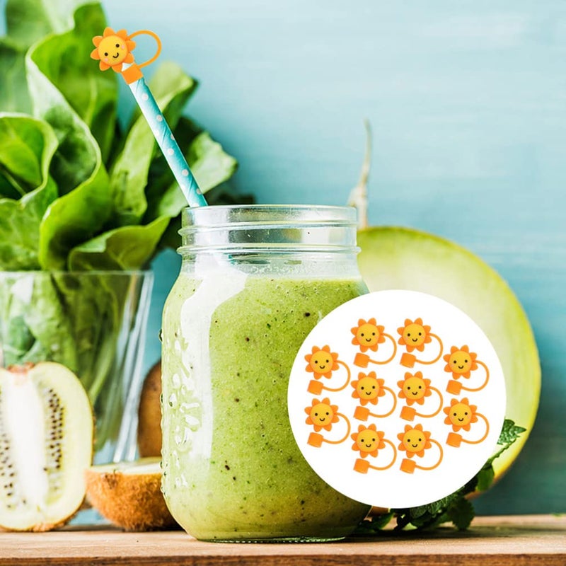 Healifty Straw Covers Cap 10Pcs Reusable Drinking Straw Covers for 6-8 mm Straws Silicone Straw Plug Straw Toppers for Tumblers - Image 3