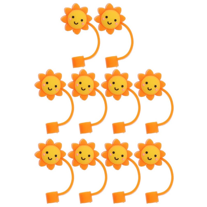 Healifty Straw Covers Cap 10Pcs Reusable Drinking Straw Covers for 6-8 mm Straws Silicone Straw Plug Straw Toppers for Tumblers - Image 1