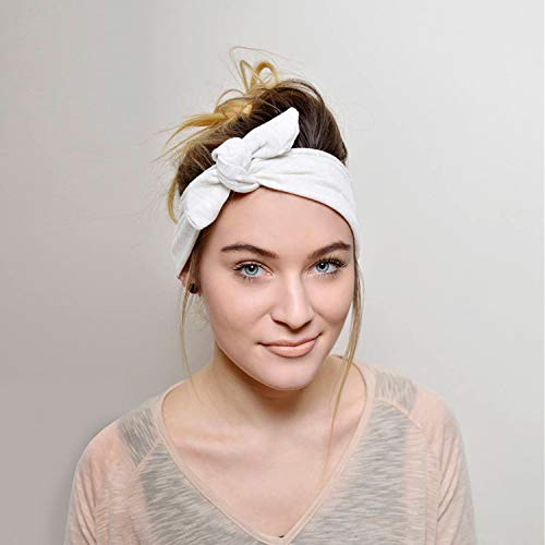 DRESHOW 4 Pack Headbands for Women Bow Knotted Hair Band Facial Cloth Rabbit Ears Running Sport Elastic Hair Wrap - Image 4