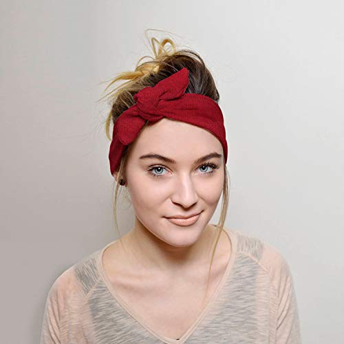 DRESHOW 4 Pack Headbands for Women Bow Knotted Hair Band Facial Cloth Rabbit Ears Running Sport Elastic Hair Wrap - Image 5