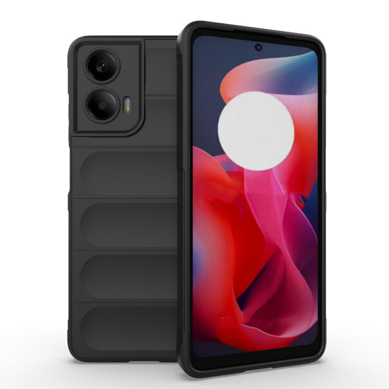 HuHa Protective Cover For Motorola Moto G24 4G Global Magic Shield TPU + Flannel Phone Case(Black) - Image 1