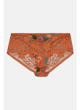 Women Floral Print Pull On Pantie, Coral Combo
