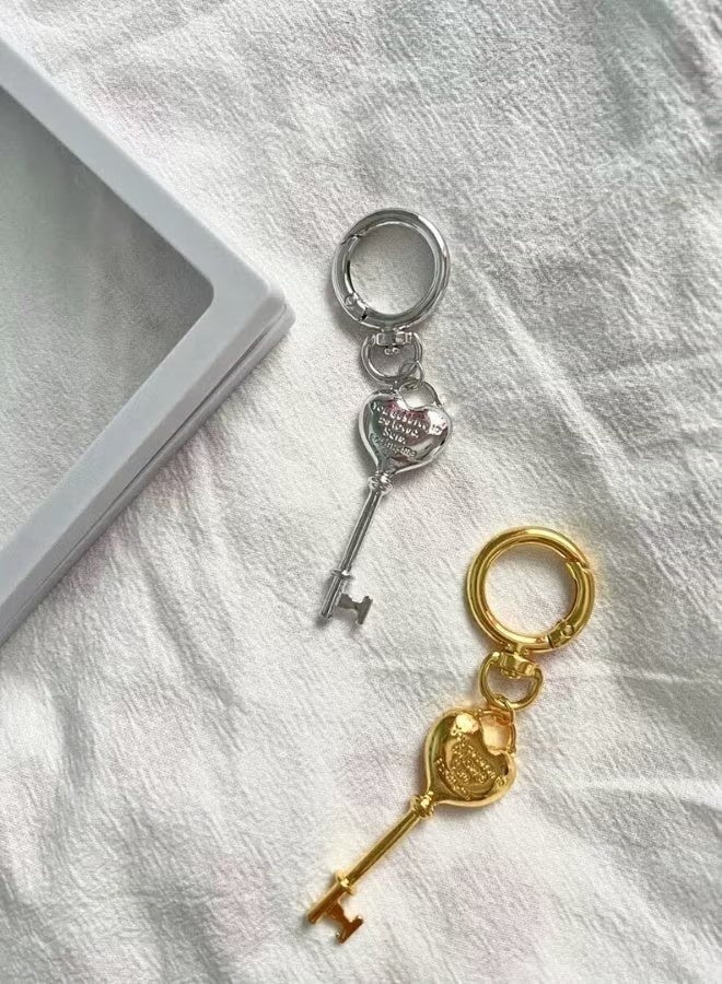 2pcs Engraved Love Lock Keychain in Solid Brass - Unisex Bag Charm, Abaya Pendant for Purses, Handbags, Wallets（Gold+Silver） - Image 5