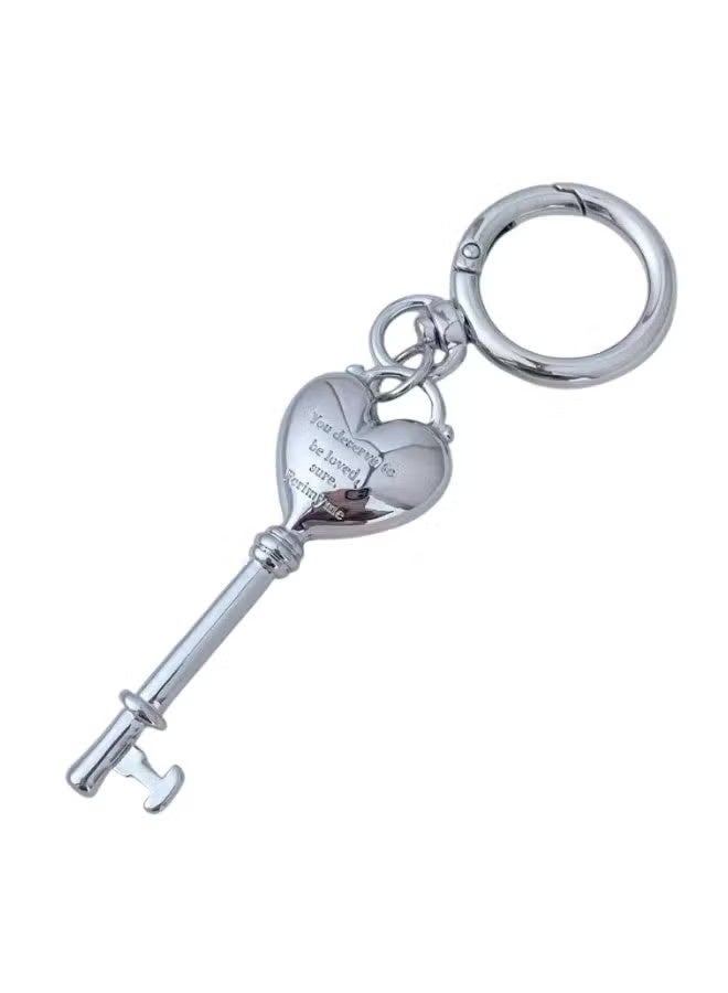 2pcs Engraved Love Lock Keychain in Solid Brass - Unisex Bag Charm, Abaya Pendant for Purses, Handbags, Wallets（Gold+Silver） - Image 4