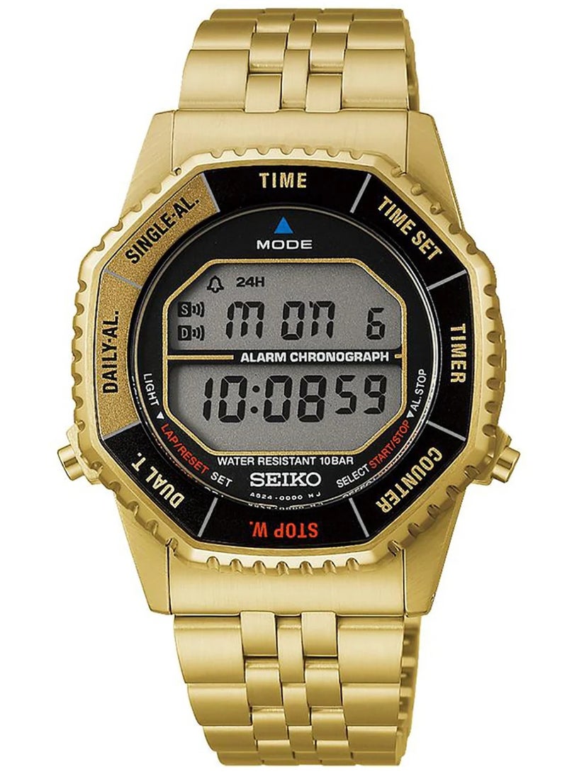 Seiko Limited Edition Selection Digital Watch SBJG024, 37 mm Black Polygon LCD Dial, Stainless Steel Bracelet + Nylon Strap, 100 m WR - Image 2